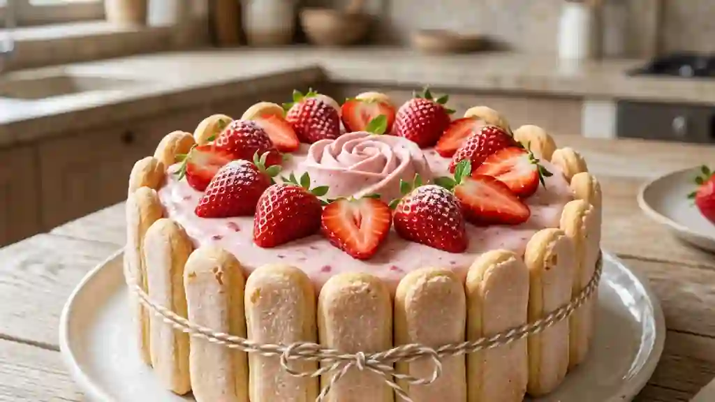 Charlotte aux fraises légère et fondante - Photo de présentation