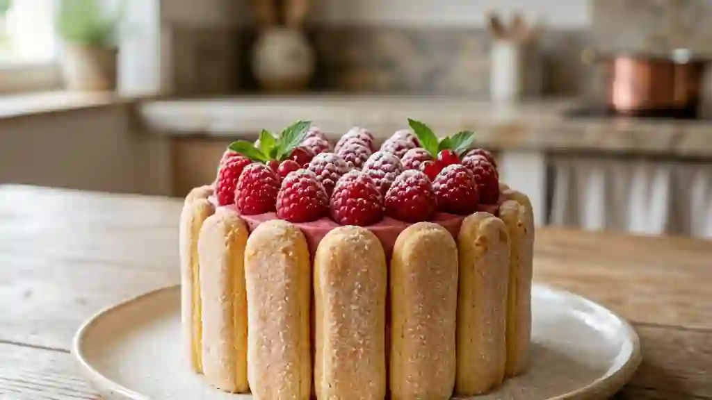 Charlotte framboise fondante et acidulée - Photo de présentation