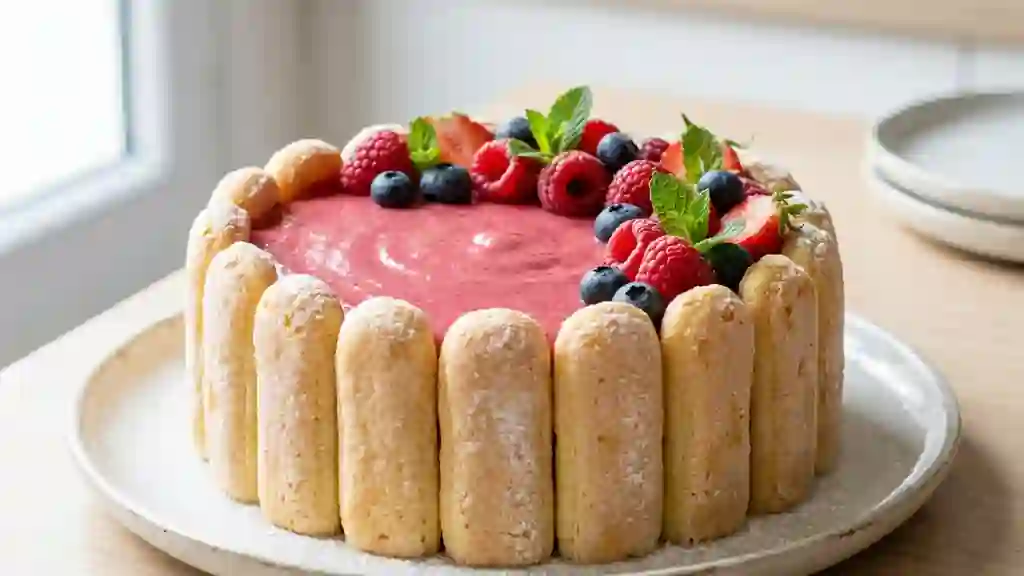Charlotte fondante aux fruits rouges express - Photo de présentation