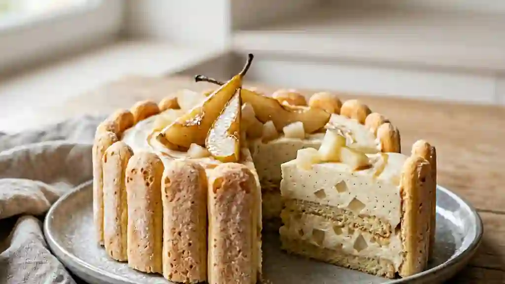 Charlotte aux poires, cœur fondant et aérien - Photo de présentation