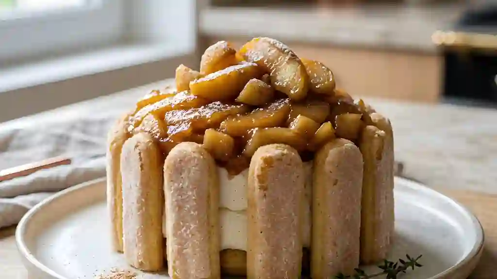 Charlotte aux pommes caramélisées fondante - Photo de présentation