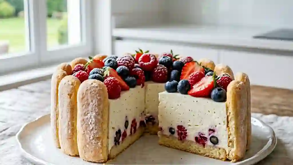 Charlotte onctueuse au fromage blanc et fruits - Photo de présentation