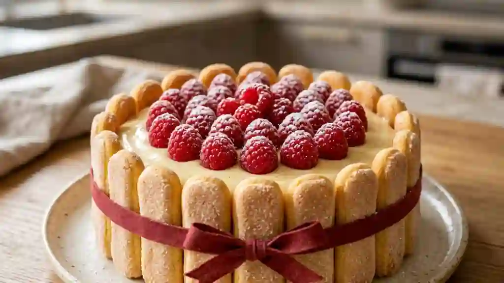 Charlotte framboise et crème onctueuse - Photo de présentation