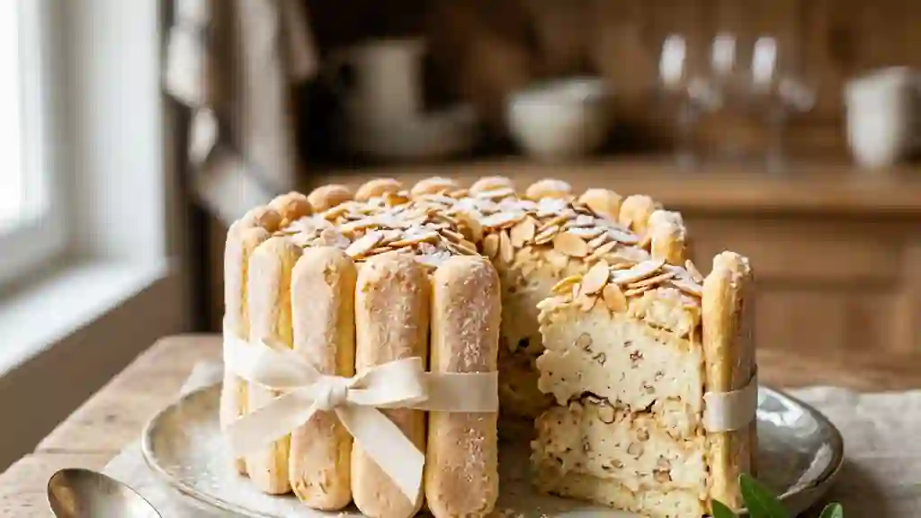 Charlotte Malakoff fondante aux amandes grillées - Photo de présentation