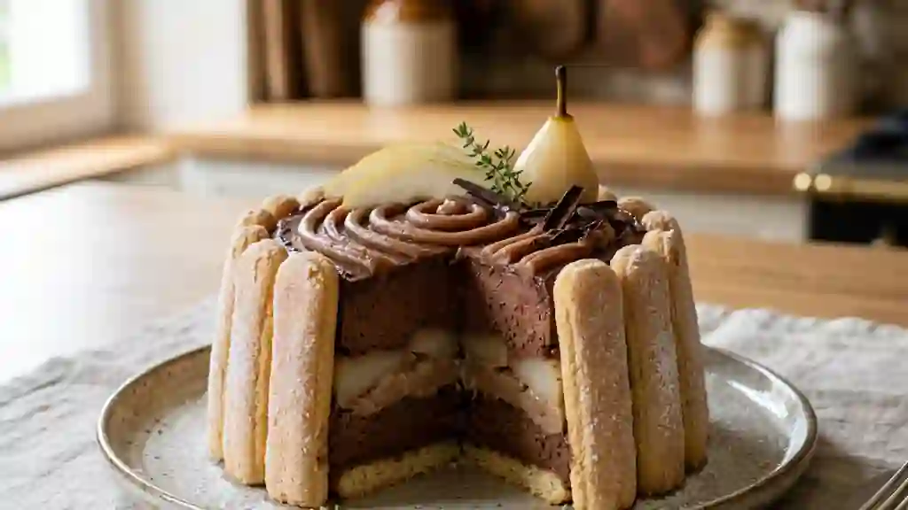 Charlotte Royale Chocolat, Poire et Marrons - Photo de présentation