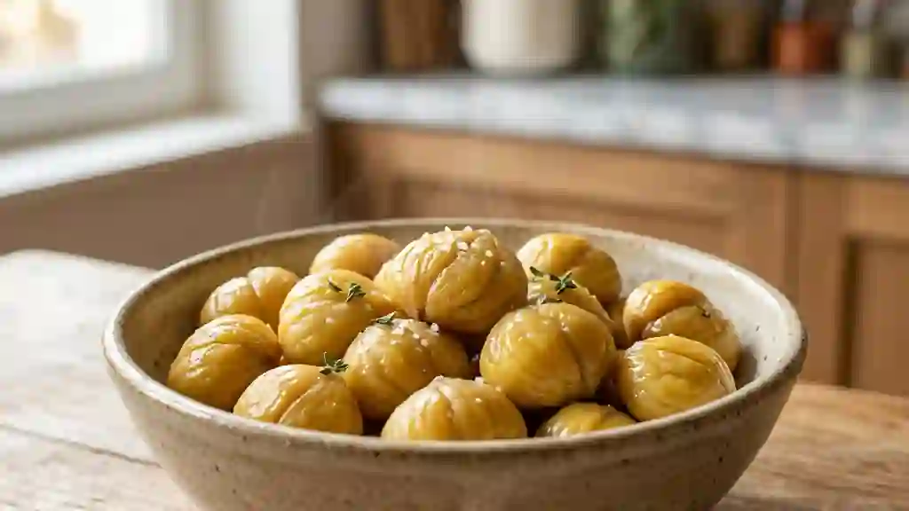 Châtaignes bouillies tendres et fondantes - Photo de présentation