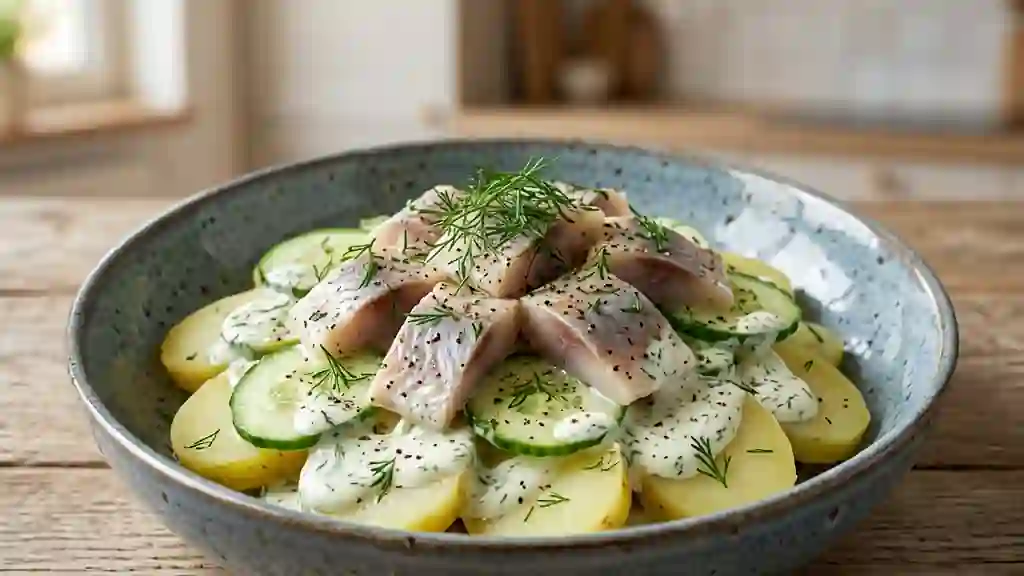 Salade baltique : hareng fondant et crème aneth - Photo de présentation