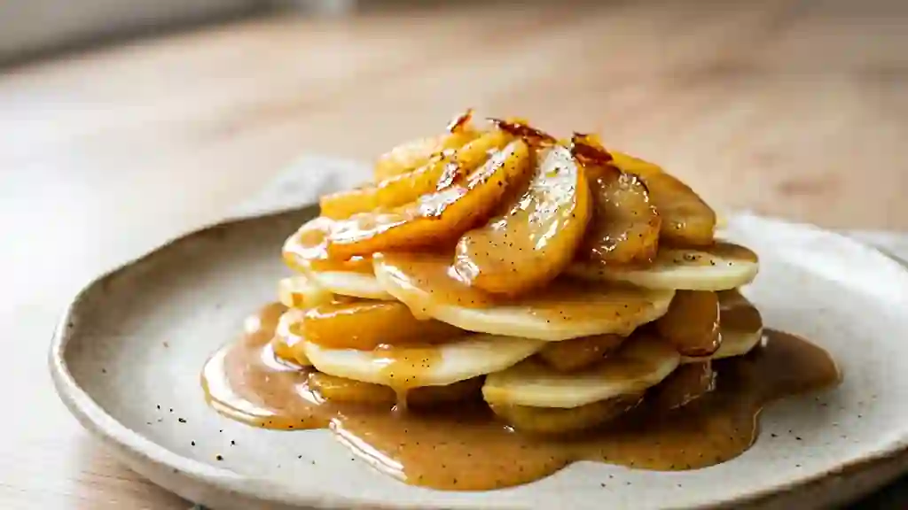 Pommes acidulées au caramel onctueux et vanille - Photo de présentation