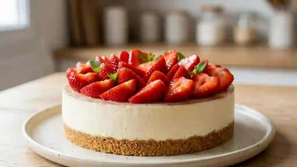Cheesecake fondant aux fraises fraîches - Photo de présentation