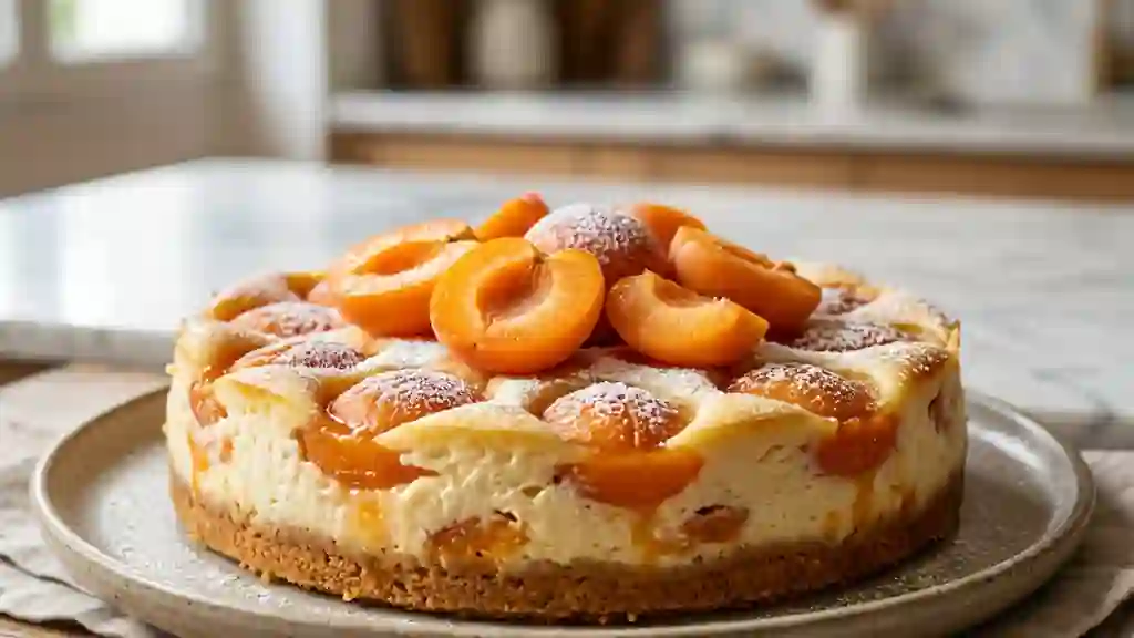 Cheesecake fondant aux abricots rôtis - Photo de présentation