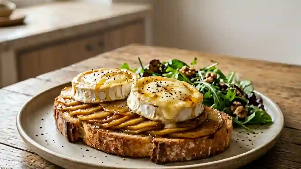 Chèvre chaud fondant aux pommes caramélisées - Photo de présentation