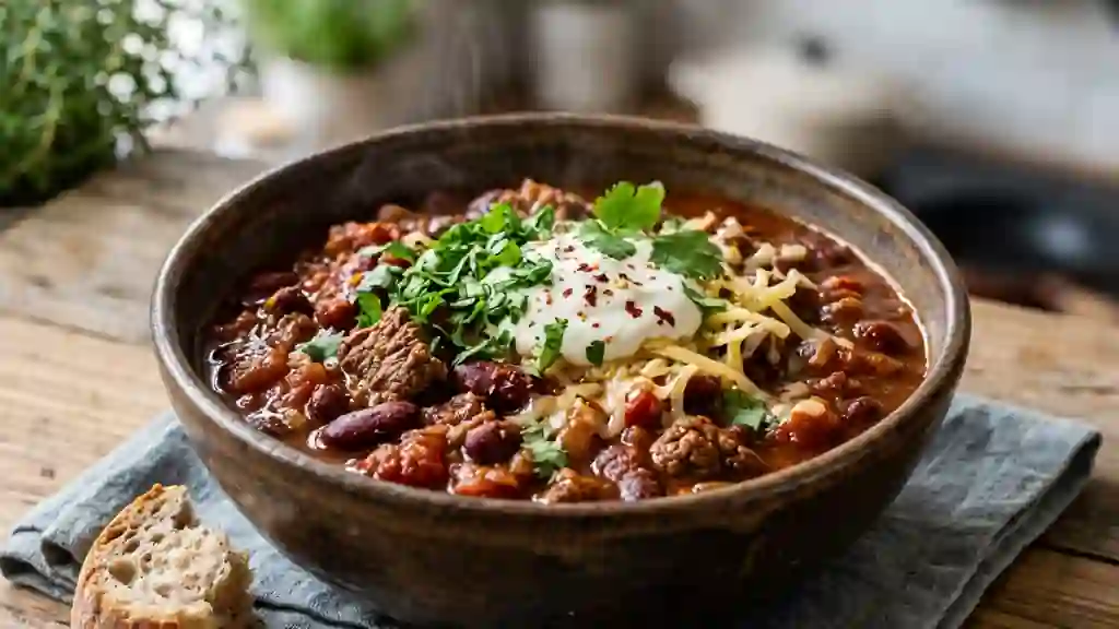Chili con carne fondant et boeuf épicé - Photo de présentation