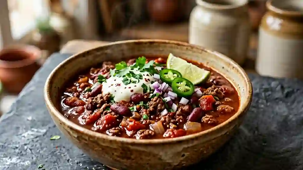 Chili con carne fondant et épicé - Photo de présentation