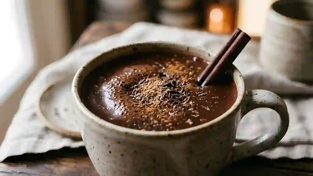 Chocolat chaud onctueux aux épices douces - Photo de présentation