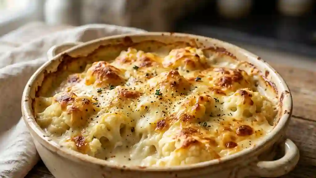 Chou-fleur à la belge, fondant et gratiné - Photo de présentation