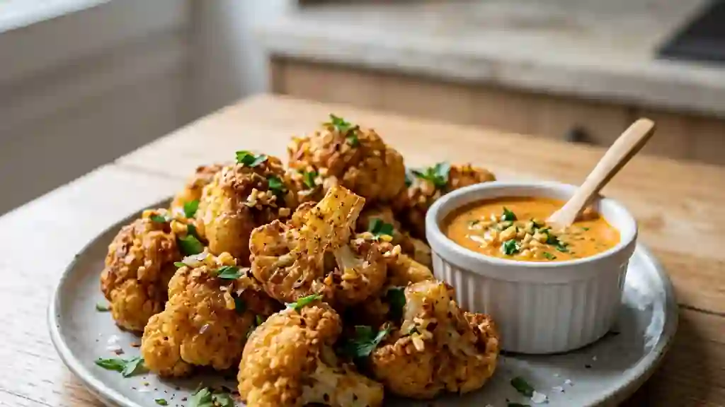 Chou-fleur frit croustillant ail et paprika - Photo de présentation
