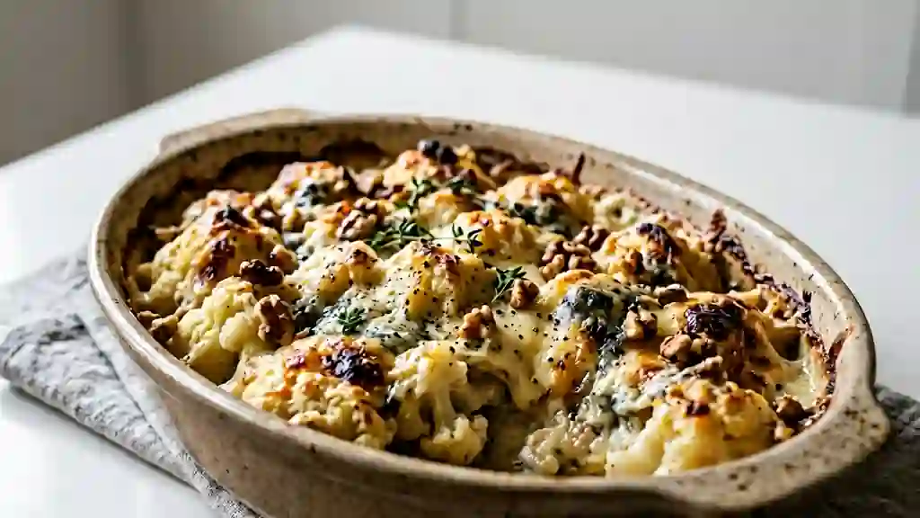 Chou-fleur gratiné au Roquefort et éclats de noix - Photo de présentation