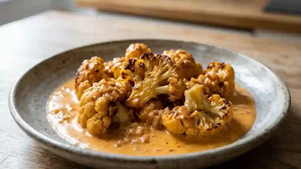 Chou-fleur rôti nappé de crème au paprika - Photo de présentation