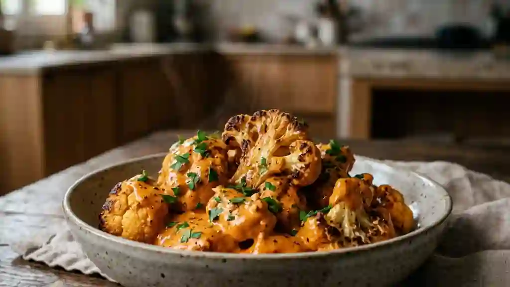 Chou-fleur rôti fondant sauce paprika - Photo de présentation