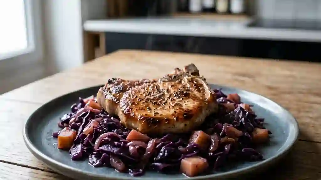 Côte de Porc et Chou Rouge Fondant aux Pommes - Photo de présentation