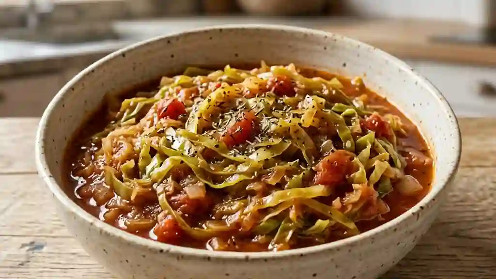 Chou vert fondant braisé à la tomate - Photo de présentation