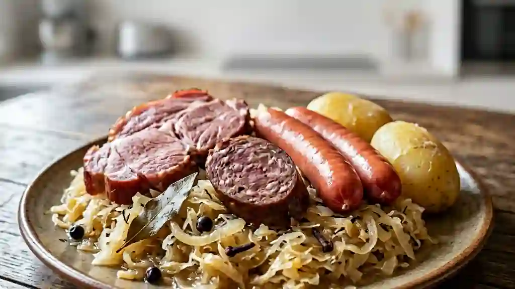 Choucroute alsacienne fondante au vin blanc - Photo de présentation