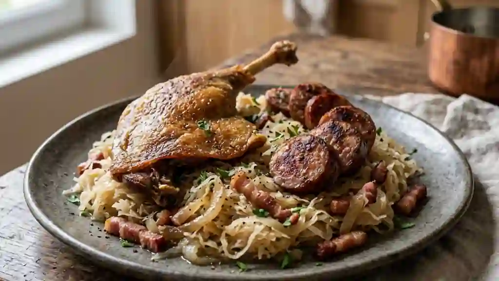 Choucroute de canard confit et lard fumé - Photo de présentation