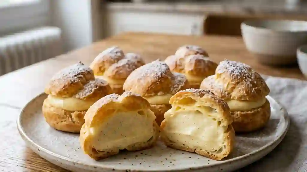 Petits choux craquants à la crème vanillée - Photo de présentation