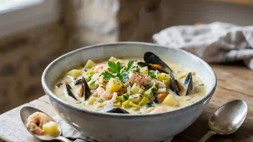 Chowder crémeux aux fruits de mer - Photo de présentation