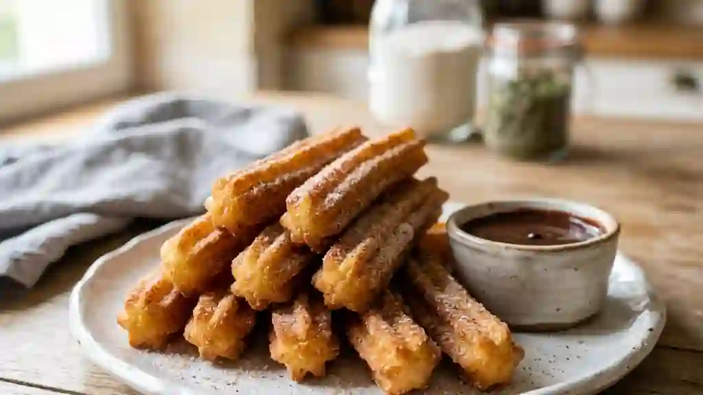 Churros dorés au sucre et cannelle - Photo de présentation