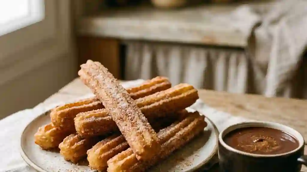 Churros espagnols dorés et croustillants - Photo de présentation