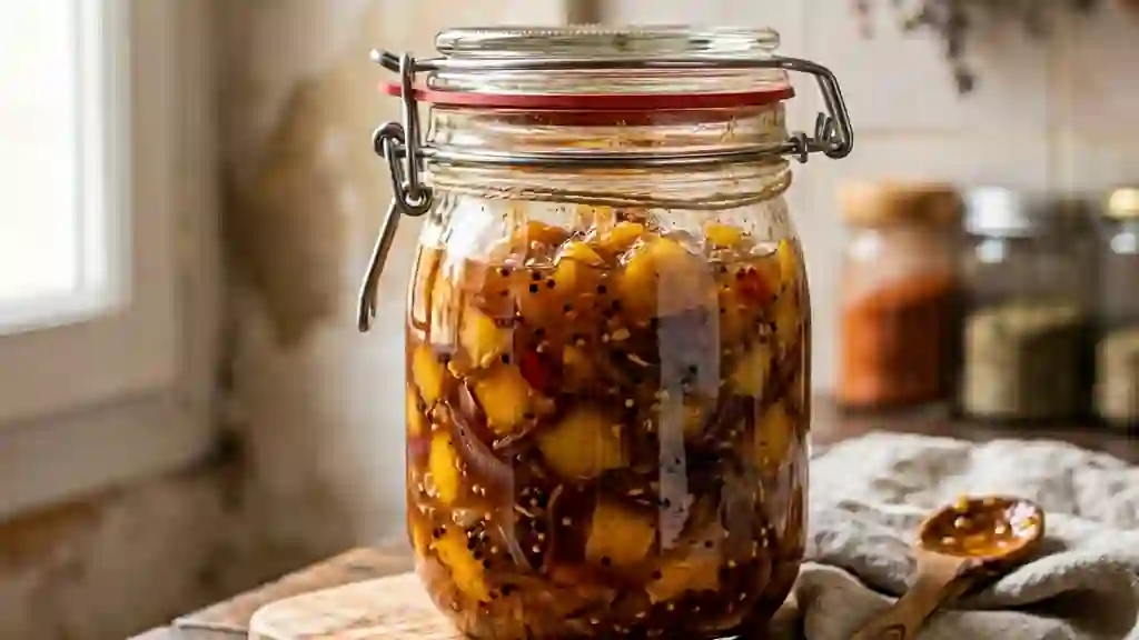 Chutney de pêche acidulé au gingembre - Photo de présentation