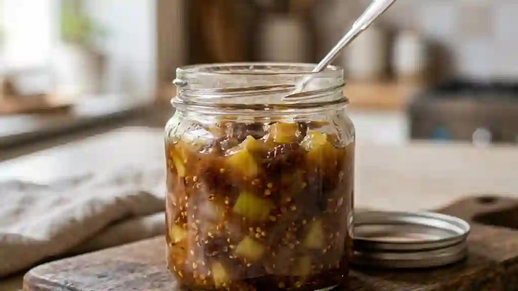 Chutney acidulé pomme verte et raisins secs - Photo de présentation