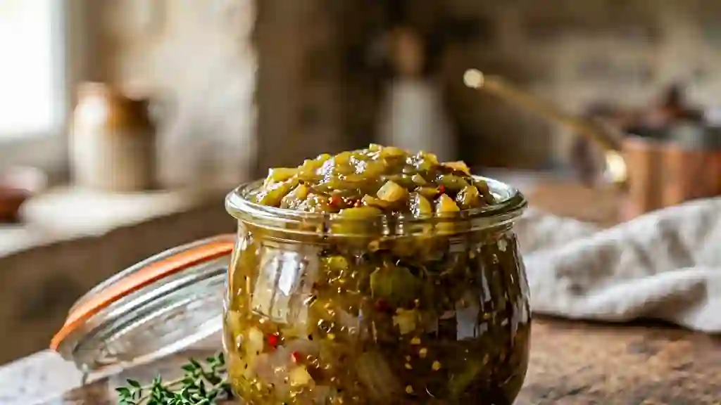 Chutney de tomates vertes acidulé et pimenté - Photo de présentation