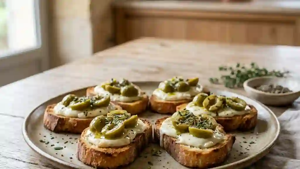 Cichettis croustillants au chèvre et olives - Photo de présentation