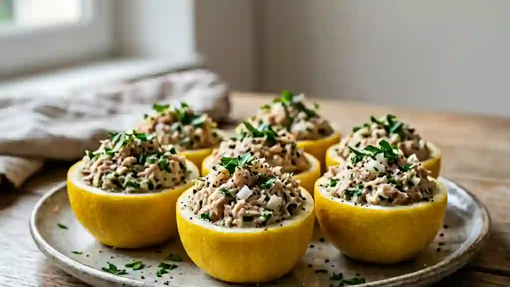 Citrons farcis : thon fondant et échalote - Photo de présentation