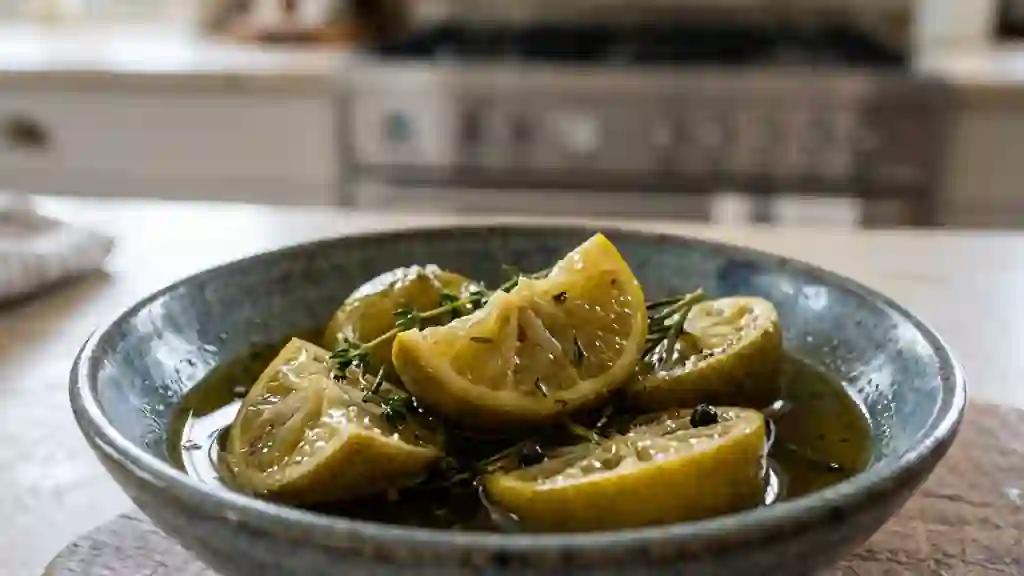 Citrons verts confits fondants à l'huile - Photo de présentation