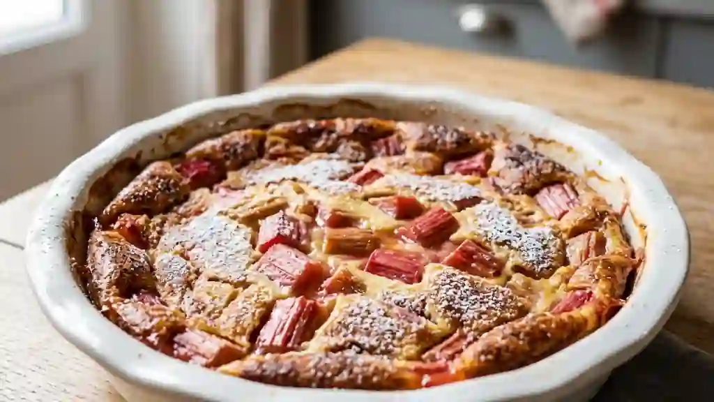 Clafoutis fondant à la rhubarbe acidulée - Photo de présentation