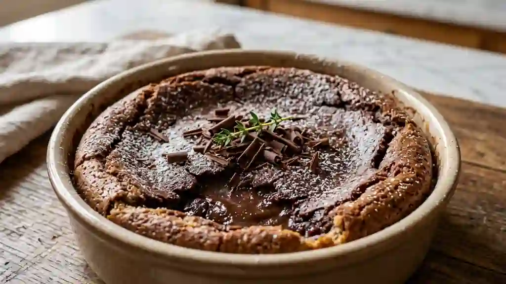 Clafoutis fondant au chocolat noir intense - Photo de présentation