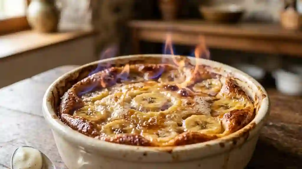 Clafoutis fondant aux bananes flambées - Photo de présentation