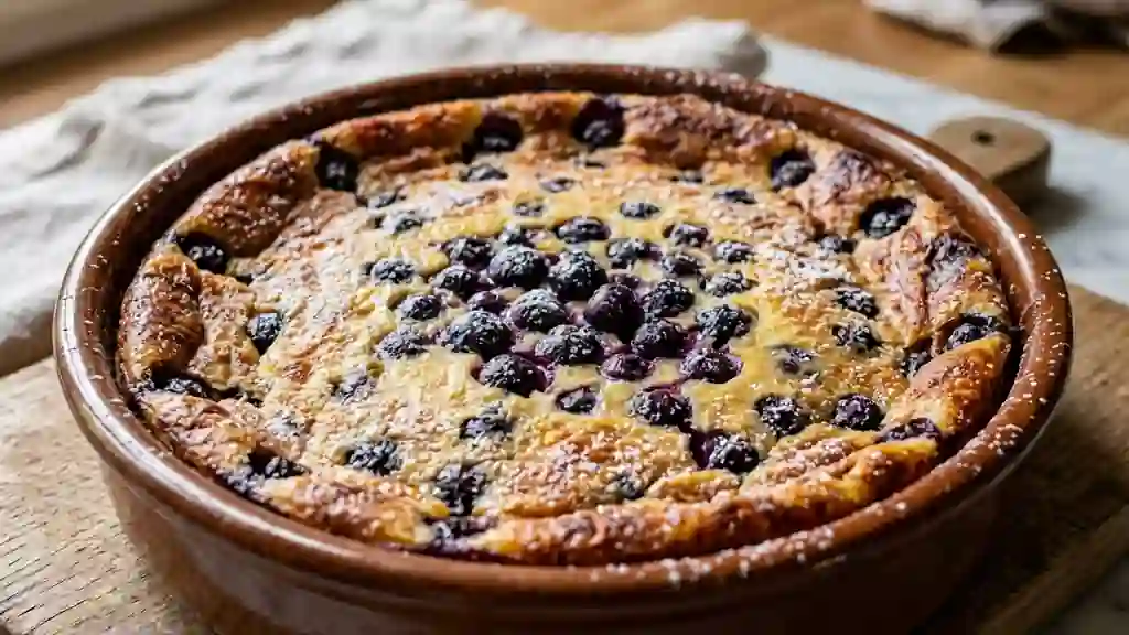 Clafoutis fondant aux myrtilles sauvages - Photo de présentation
