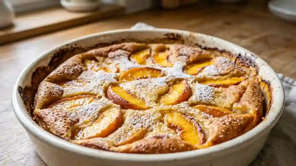 Clafoutis aux pêches onctueux et vanillé - Photo de présentation