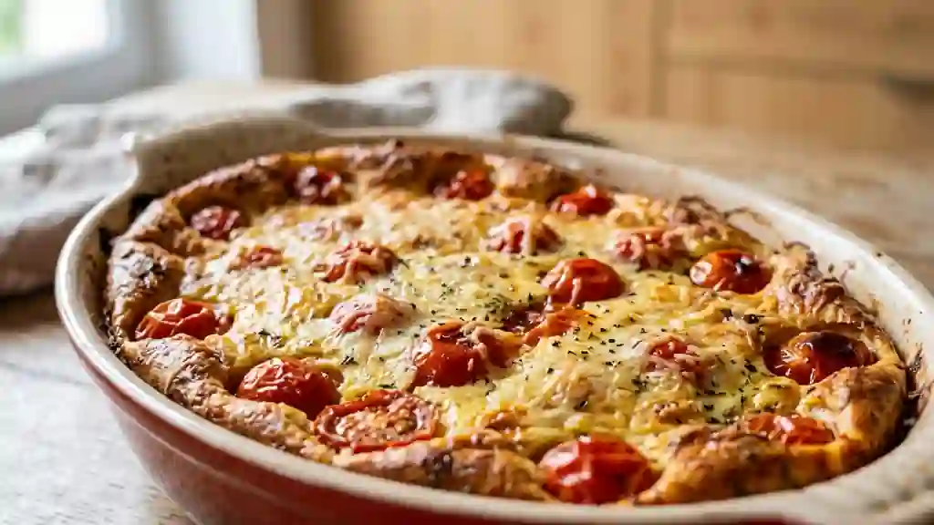 Clafoutis fondant aux tomates cerises et gruyère - Photo de présentation