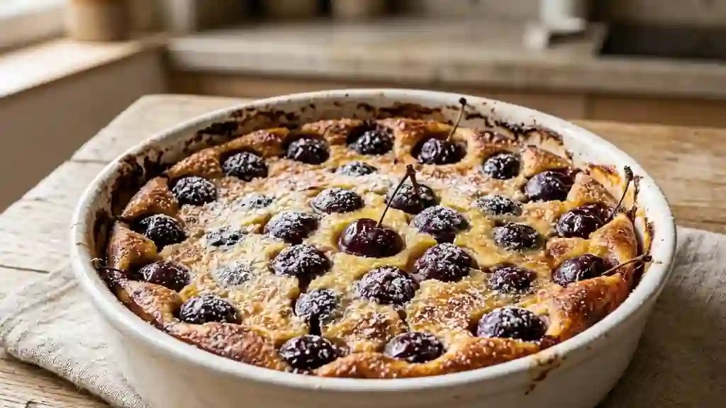 Clafoutis fondant aux cerises noires - Photo de présentation