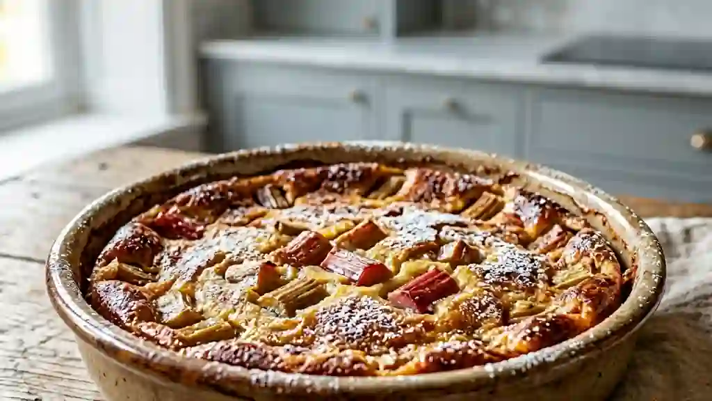 Clafoutis fondant à la rhubarbe acidulée - Photo de présentation