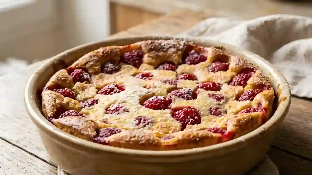 Clafoutis fondant aux framboises fraîches - Photo de présentation