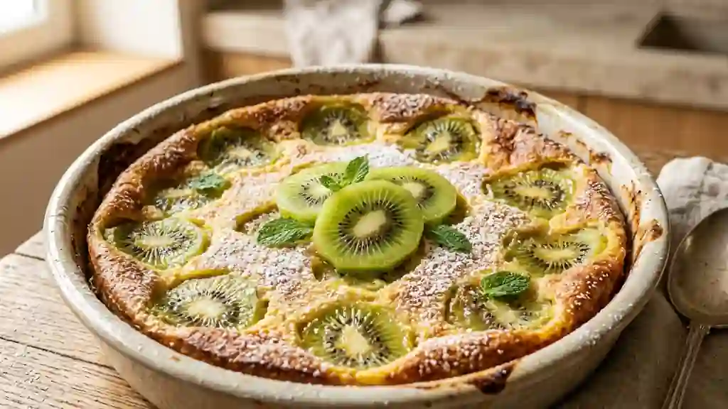 Clafoutis fondant aux kiwis acidulés - Photo de présentation
