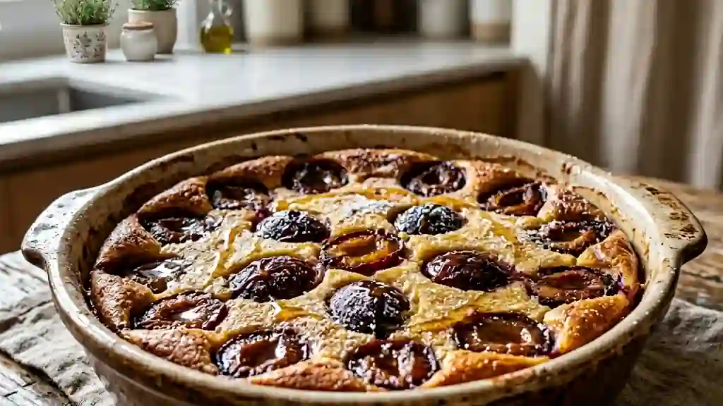 Clafoutis Fondant aux Prunes Noires et Miel - Photo de présentation