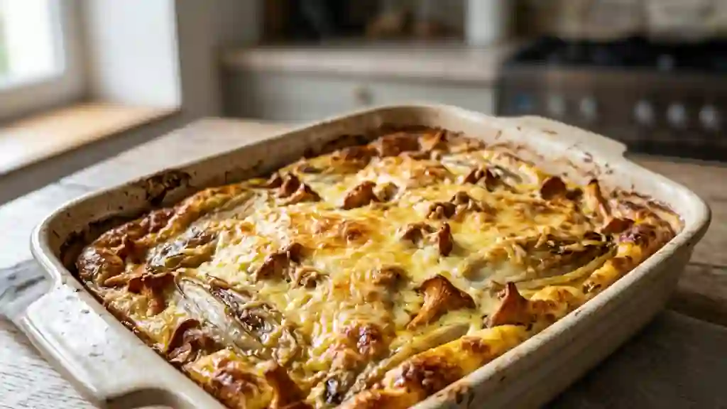 Clafoutis fondant d'endives aux girolles - Photo de présentation