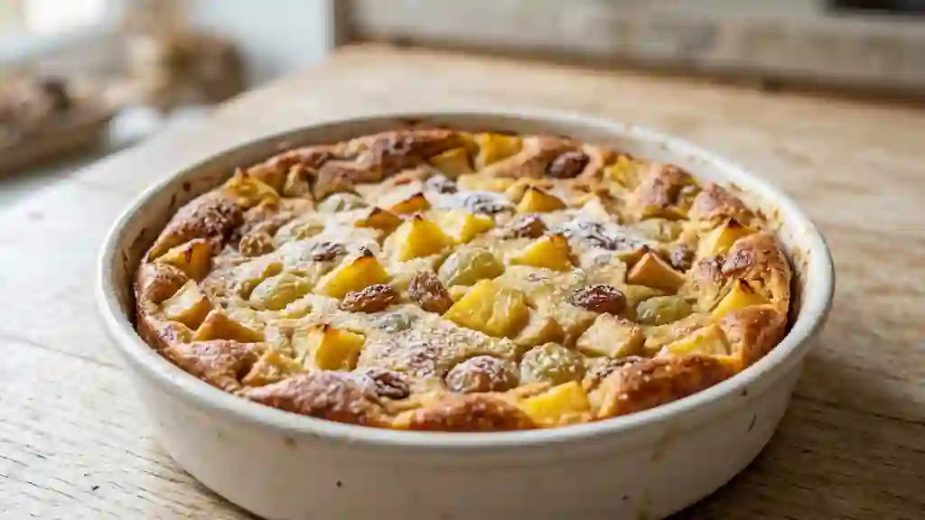 Clafoutis fondant ananas, pomme et raisin - Photo de présentation